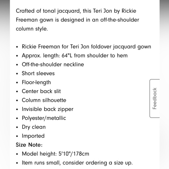 Rickie Freeman for Teri Jon
Off-Shoulder Jacquard Column Gown - Picture 5 of 6